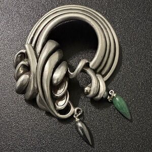 Fahrenheit Silver and Green Brooch